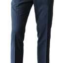 GINGTTO Linen Pants Men Slim Fit Elastic Waistband Lightweight Summer Beach Fashion Casual Pant (30W x 30L, Navy Blue)
