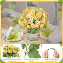 Tigeen 12 Bundles Peonies Artificial Flowers Faux Roses Silk Flowers Hydrangea Artificial Bouquet for Wedding Table Centerpiece Floral Vase Home Office Bridal Decor (Light Yellow)