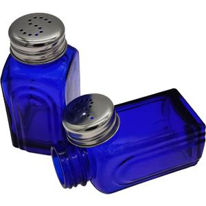 Ritadeshop Retro Glass Salt and Pepper Shakers (Cobalt Blue)