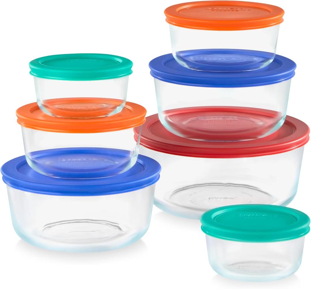 Pyrex Simply Store (7-Pack) Glass Food Storage Containers Set, Meal Prep Containers With BPA-Free Lids, Dishwasher & Microwave Safe