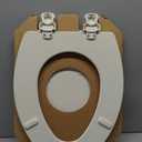 CHURCH Toilet Seat, Easy Clean Hinges Release for Deep Cleans, Durable Enameled Wood Seat, Elongated, Biscuit