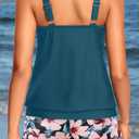 Yonique Tankini Swimsuits with Shorts - Tummy Control Two Piece Blouson Bathing Suits High Neck Swimwear (Blue, XL)