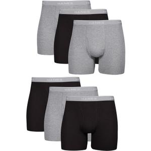 Hanes Men's Boxer Briefs, Cool Dri Moisture-Wicking Underwear, Cotton No-Ride-up for Men, Multi-Packs (3X-Large, Black/Gray - 6 Pack)