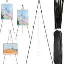 4 Pack Painting Easel Stand 63" Metal Easel Stand for Display Wedding Sign, Foldable Easel Portable Artist Floor Easel, Art Poster, Picture - Easy Folding Telescopic Adjustable Metal Tripod