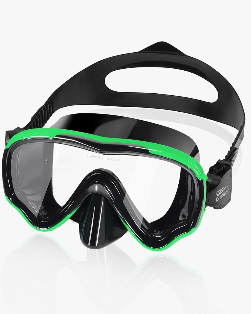 EverSport Swim Goggles Adult with Nose Cover, Anti-fog Clear Diving Mask Wide View No Blurring for Men Women Youth , Black & Dark Green