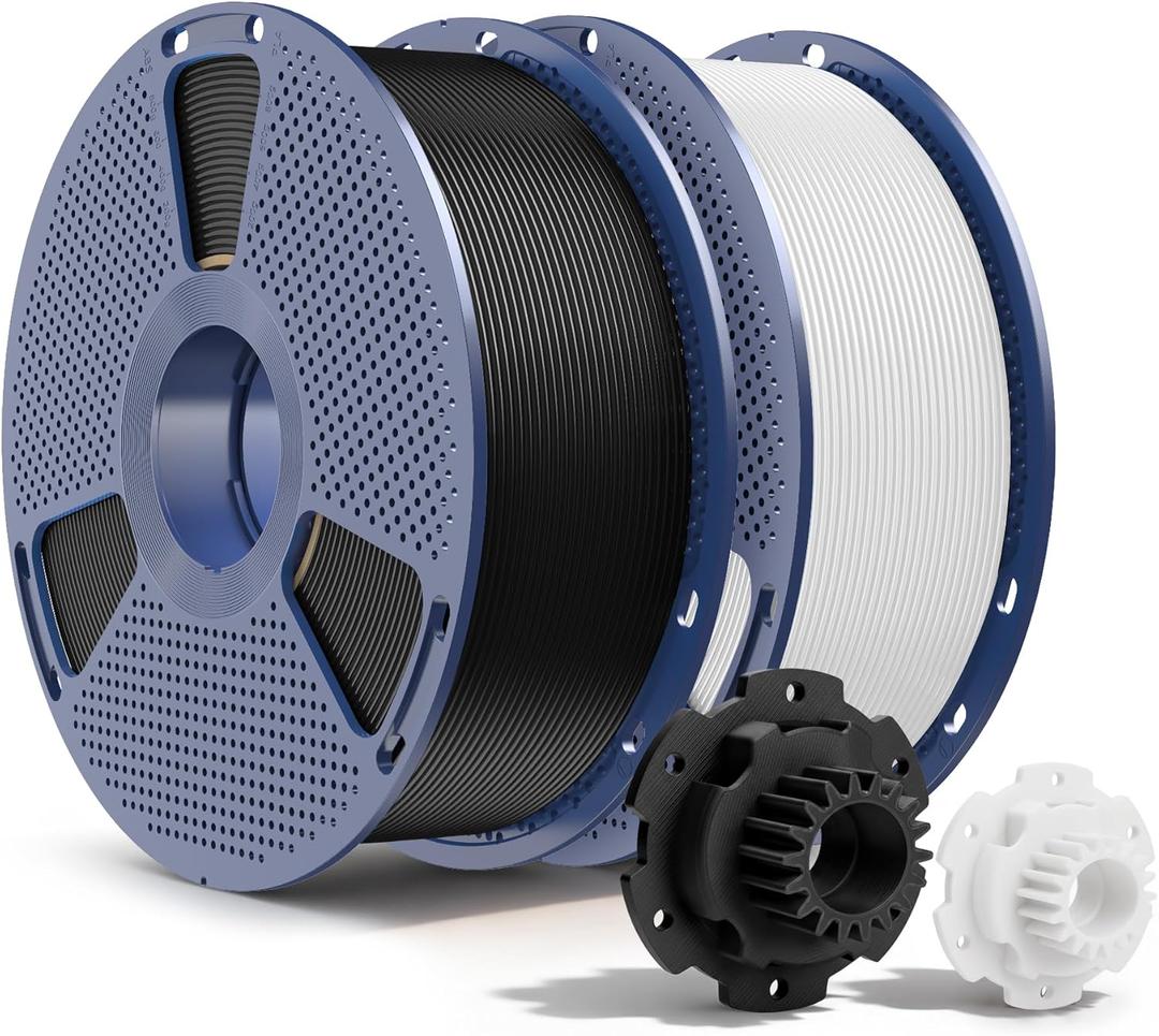 SUNLU PETG Filament 2KG, High Strength PETG 3D Printer Filament 1.75mm, Dimensional Accuracy +/- 0.02mm, 1KG Spool(2.2lbs), 2 Pack, Black+White