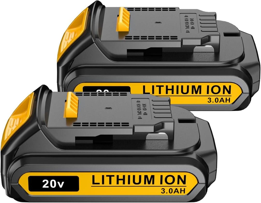 LONG FIT Replace for DEWALT 20V MAX Battery Pack, 3.0-Ah, 2-Pack, Compatible with Dewalt DCB200 DCD DCF DCG Series Cordless Power Tools
