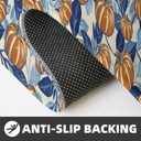 Blue Burnt Orange Fall Kitchen Mat Sets of 2 Pumpkin Autumn Leaf Kitchen Rugs for Floor Home Decor Thanksgiving Harvest Decoration Low-Profile Mats,17x29 and 17x47 Inch