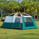 KTT Extra Large Tent 6-10-12-14 Person(A),Family Cabin Tents,2 Rooms,3 Doors and 3 Windows with Mesh,Straight Wall,Waterproof,Double Layer,Big Tent for Outdoor,Picnic,Camping,Family Gathering