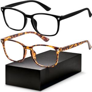 Gaoye Eyewear Frames for Men - Blue Light Blocking Square Glasses, Anti UV Ray Computer Gaming, Blue Blockers for Women (Black & Tortoise)