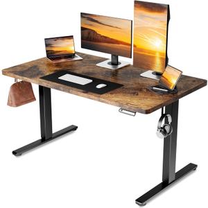GTRACING Electric Standing Desk, 48 x 24 Inches Sit Stand up Desk with Memory Preset Controller, Height Adjustable Ergonomic Home Office Computer Desk (Rustic Brown)