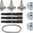 OCPTY Lawn Mower Deck Rebuild Kit 54", Mower Blade Rebuild Kit Fit for John Deere Models 190C D170 E180 G110 LA150 LA175, 1 drive belt 3 spindle assembly 3 mower blades 3 idler pulleys