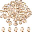 MECCANIXITY 100Pcs Oval Pointed Back Rhinestone, 10 x 14 mm Oval Faceted Glass Rhinestone Gems Pointed Back Faceted Glass Beads for Jewelry Making DIY Crafts Shoes Crystal, Champagne