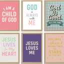 6Pcs Kids Bible Verse Wall Art Girls room Pictures Wall Decor Inspirational Christian Posters Prints Artwork for Living Room Bedroom nursery Home Decoration 12x16in Unframed