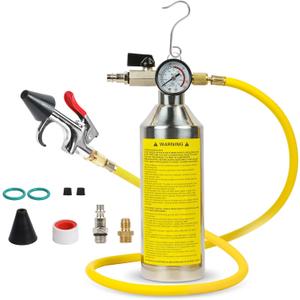 AC Flush Kit Home Auto AC Flush Tool Pressure Regulation and Real-Time Pressure Monitoring AC Cleaning Kit R134a R410a R22 R12 R404 HVAC Flush Kit with Portable Hook, Intake Valve, 3.5FT Rubber Hose