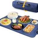 Extra-Large Warming Mat for Food - 3 Temp Levels Food Warmers, Foldable Electric Warming Tray with Child Safety Lock, Auto-Shutoff, Full Surface Heating Silicone Heating Tray for Gatherings, Parties (Blue)