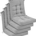 Juexica 4 Sets Outdoor Patio Chair Cushions Seat High Back Tufted Pillow Replacement Rocking Chair Cushions Pads for Patio Summer Seasonal Indoor Home Office(Gray)