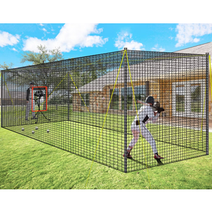 PLAYAPUT30FT x 12FT x 8FT Batting Cage with Metal Frame, Black PLAYAPUT30FT x 12FT x 8FT Batting Cage with Metal Frame, Black