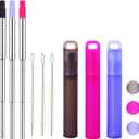 Reusable Metal Straws Travel 2 Pack Collapsible Straw with Case and Cleaning Brush Retractable Portable Pocket Straws