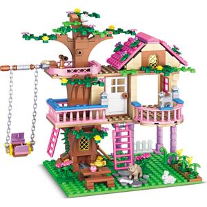 HSANHE Tree House Building Set Compatible with Friends, 504 PCS Forest House Building Kit Birthday Gift for Kids Girls Boys Age 6-12 Years7652