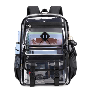 Clear Backpack for School, PVC Clear Bookbag Heavy Duty Transparent Backpack for Stadium Events See Through Bag