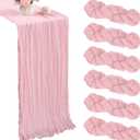 6 Pack Pink Cheesecloth Table Runner 35x120 Inch Gauze Rustic Boho Table Runner 10FT Cheese Cloth for Spring Wedding Decor Birthday Party Bridal Baby Shower Easter Table Decoration