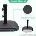 Helios&Hestia 24 lb Round Plastic Built-in Cement Outdoor Umbrella Base, Heavy Duty Concrete Stand Weight for Patio Market Table Umbrella, Black
