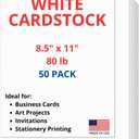 50 Sheets of Heavyweight White Cardstock Ideal for Business Cards, Art Projects, Invitations, and Stationery Printing | 80 lb Weight | 8.5 x 11 inches | Thick Cover Stock (216 gsm) |