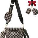 Cross Body Bag for Women Bum Bag Checkered Belt Bags Fanny Packs for Girls Travel Purse Fashion Waist Packs Crossbody Nylon Purse Trendy Shoulder Bags for Womens