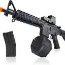 BIU BLASTER Gel Ball Blaster 280+ FPS,100+ Ft Range Full Size Splatter Ball Blaster7.4v 1200mAh Battery Electric Automatic Splat Blaster for Ages 14+ Years Outdoor Game (Black, mag+Drum)