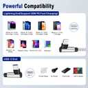 USB C to Lightning Cable, 2Pack Apple MFi Certified iPhone Fast Charging Cords Type C Lightning Cable 90 Degree iPhone Cable Nylon for iPhone 14 13 12 11 Pro Max X XS XR 8 7 6s Plus SE (3FT, Sliver)