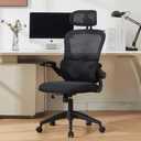 Vigosit Ergonomic Mesh Office Chair, 400 lbs Capacity, High Back Desk Chair with Adjustable Lumbar Support, 3D Headrest, Flip-Up Armrests, and PU Wheels for Long Workdays and Home Office (Black)