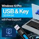 PCTECH Compatible with Windows 10 Professional 64 Bit USB With Key. Factory fresh, Recover, Repair and Restore. Key code and USB install Included. Fix PC, Laptop and Desktop. Free Technical Support