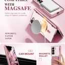 BERFY for Galaxy Z Fold 7 Case, Compatible with Magsafe, Built-in Screen Protector & Hinge Protection, Clear Plating Design Full-Body Slim Shockproof Protective Phone Case for Samsung Z Fold 7, Pink