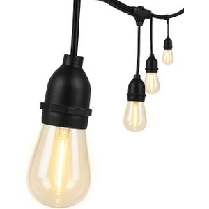 Feit Electric LED String Lights, 20ft Commercial Grade and Shatter Resistant String Lights with 10 Outdoor Sockets, Linkable, 15,000-Hour Lifetime, Wet Rated, SL20-10/FIL, 12 Bulbs Included (White)