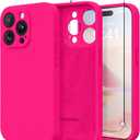 Magnetic for iPhone 14 Pro Max Case, Compatible with MagSafe, [Full Camera Protection][Screen Protector] Silicone Shockproof Protective Phone Case for iPhone 14 Pro Max 6.7", Hot Pink