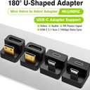 AGVEE 180 Degree Angled USB-C to USB-C Adapter and 2 Direction U-Shaped Mini HDMI to HDMI Converters, HDMI 2.0 4k@60HZ, Coupler Extender Extension for Portable Display Monitor, Black