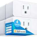 meross Smart Plug Mini, 15A & Reliable Wi-Fi, Support Apple HomeKit, Siri, Alexa, Echo, Google Assistant and Nest Hub, App Control, Timer, No Hub Needed, 2.4G WiFi Only, 4 Pack