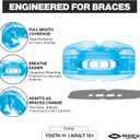 Shock Doctor Braces Football Mouth Guard, Upper & Lower Teeth Protection, Adult/Youth Sizes with Helmet Strap, Mouthguard for Sports, Football, Hockey, Lacrosse, Baseball, Wrestling, More (Adult: 12+ yrs, Blue)