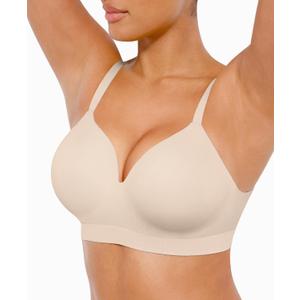 Lover-Beauty Bras for Women Support Push Up Bralettes Full Coverage No Underwire Seamless Comfortable Everyday Bras (Large, Pale Skin)