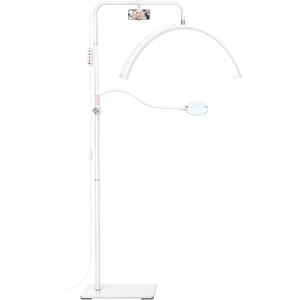 AURELLE 28-in Half Moon Lash Light - Lash Lamp with 4X Magnifier & Phone Holder,Esthetician Light for Eyelash Extensions,Nail Art,Tattoo,Skincare,Salon,Adjustable Brightness,Rotating Head,White