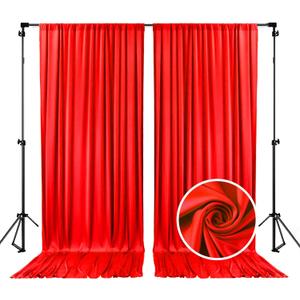 10 x 10 Feet Red Backdrop Curtain for Partie, Background Curtains for Photoshoot, Birthday, Wedding, Halloween, Thanksgiving, Christmas, New Year Party Decorations 5Ft x 10Ft, 2 Panels