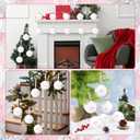 12 Pcs Pink Bow Coquette Christmas Tree Ornaments Balls 3.14 Inch Pink White Christmas Tree Hanging Ornaments Plastic Ball with Ribbon for Xmas Tree Winter Bachelorette Party Holiday Home Decorations