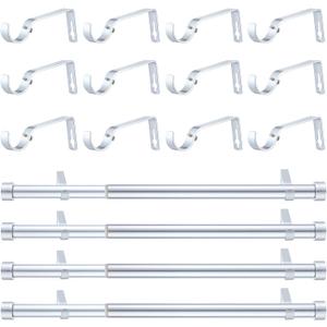 Wesiti 4 Packs Curtain Rods for Windows 32-84 Inch Adjustable Curtain Rod Set Heavy Duty Metal Curtain Rod with Brackets for Window Patio Home Outdoor(Silver)