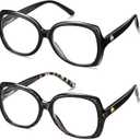 Bifocal Reading Glasses Women Cat Eye Blue Light Blocking Computer Reader Clear Top No Line Transition Ladies Eyewear (Black & Black Tortoise)