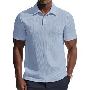 Men Polo Shirts Casual Classic Knit Shirts Short Sleeve Collared Business Polo Shirts Light Blue (XXL)