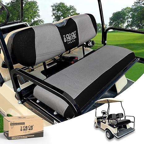 10L0L Golf Cart Seat Covers Kit, for Yamaha Club Car EZGO Original Rear Seat Cushion, Breathable Fabric Material Keep Cool in Summer, No Need to Use Gun Nails- Black and Gray