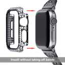 4 x Surace Compatible with Apple Watch Case 38mm for Apple Watch Series 6/5/4/3/2/1, Bling Cases with Over 200 Crystal Diamond Protective Cover Bumper for 38mm 40mm 42mm 44mm (38mm, Black)