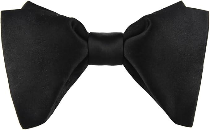Mens Silk Oversized Bowtie Formal Tuxedo Big Bow Ties (Black)