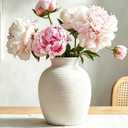 White Ceramic Vase for Flowers, 8in Waterproof Pottery Ceramic Vases